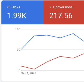 Google Ads Performance - Clicks and Conversions